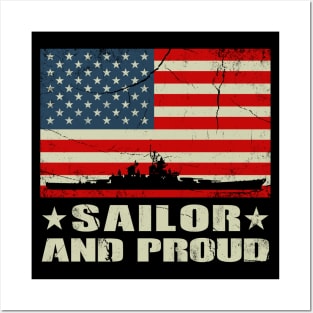 Sailor and Proud American Flag Design Posters and Art